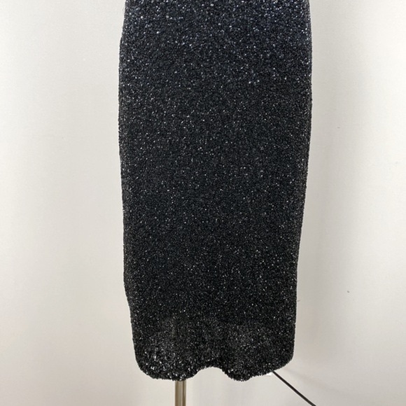 Pamella Roland Silk & Sequin Gunmetal & Black Draped Open Back Dress size 8 - Picture 5 of 16